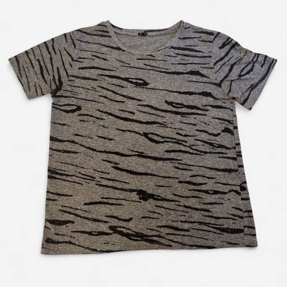 monrow gray and black tigetl print tee size small grunge indie